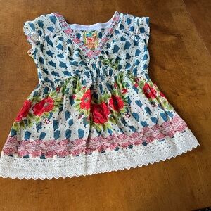 Johnny Was Embroidered Floral Tunic Top blouse xs xsmall flower shirt